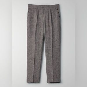 Aritzia Babaton Conan Pant Heather Gray Dress Pants Trousers Crop Wool Size 12